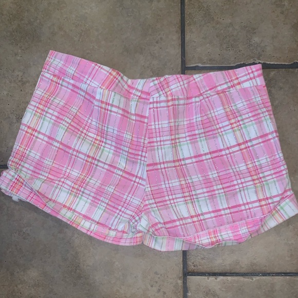 Pink hint glitter plad shorts - Picture 3 of 5
